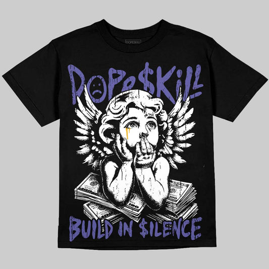 Jordan 4 Lakers DopeSkill Oversize Print T-Shirt Build in Silence Graphic Streetwear - Black