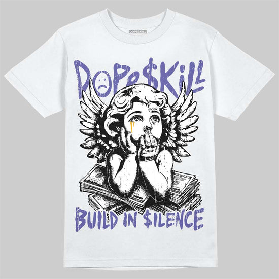 Jordan 4 Lakers DopeSkill T-Shirt Build in Silence Graphic Streetwear - White