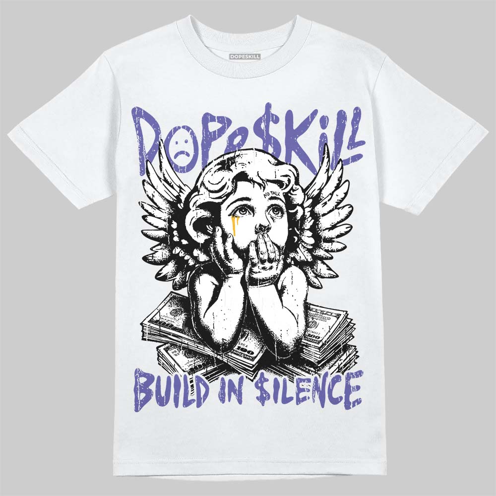 Jordan 4 Lakers DopeSkill T-Shirt Build in Silence Graphic Streetwear - White