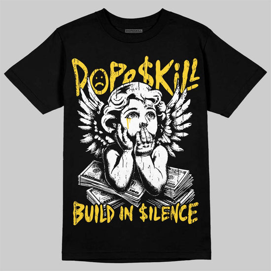 Jordan 4 Thunder DopeSkill T-Shirt Build in Silence Graphic Streetwear - Black