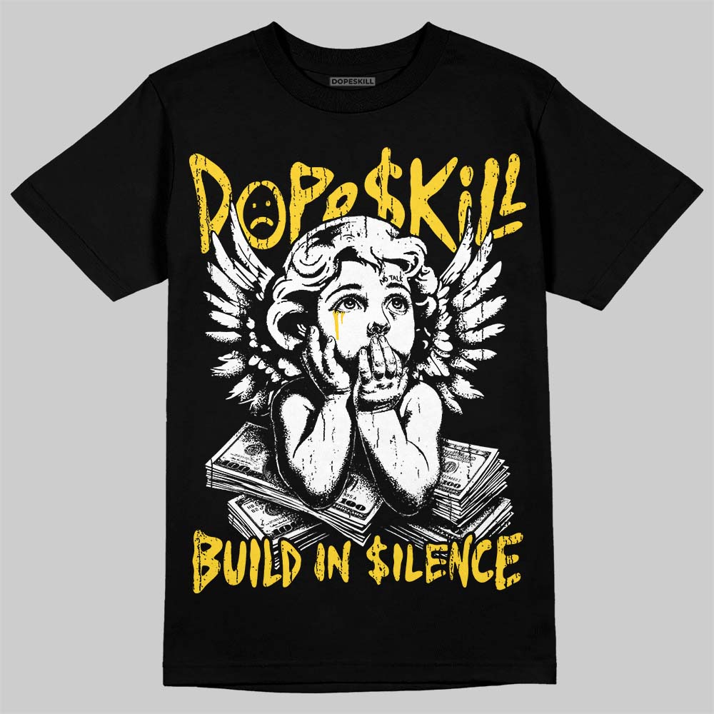 Jordan 4 Thunder DopeSkill T-Shirt Build in Silence Graphic Streetwear - Black