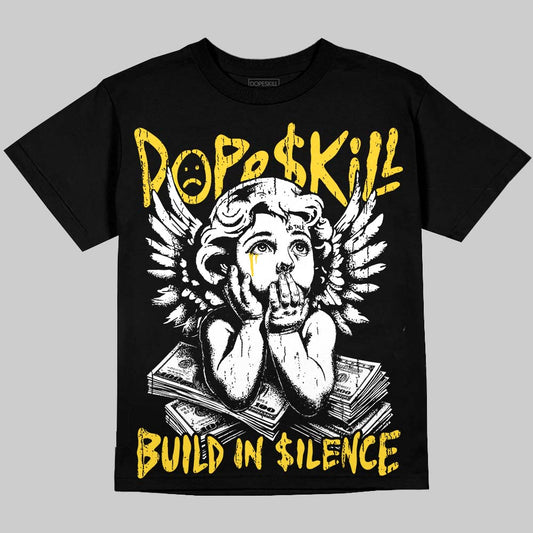 Jordan 4 Thunder DopeSkill Oversize Print T-Shirt Build in Silence Graphic Streetwear - Black