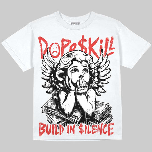 Jordan 4 Toro Bravo DopeSkill Oversize Print T-Shirt Build in Silence Graphic Streetwear - White 