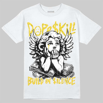 Jordan 4 Tour Yellow DopeSkill T-Shirt Build in Silence Graphic Streetwear - White