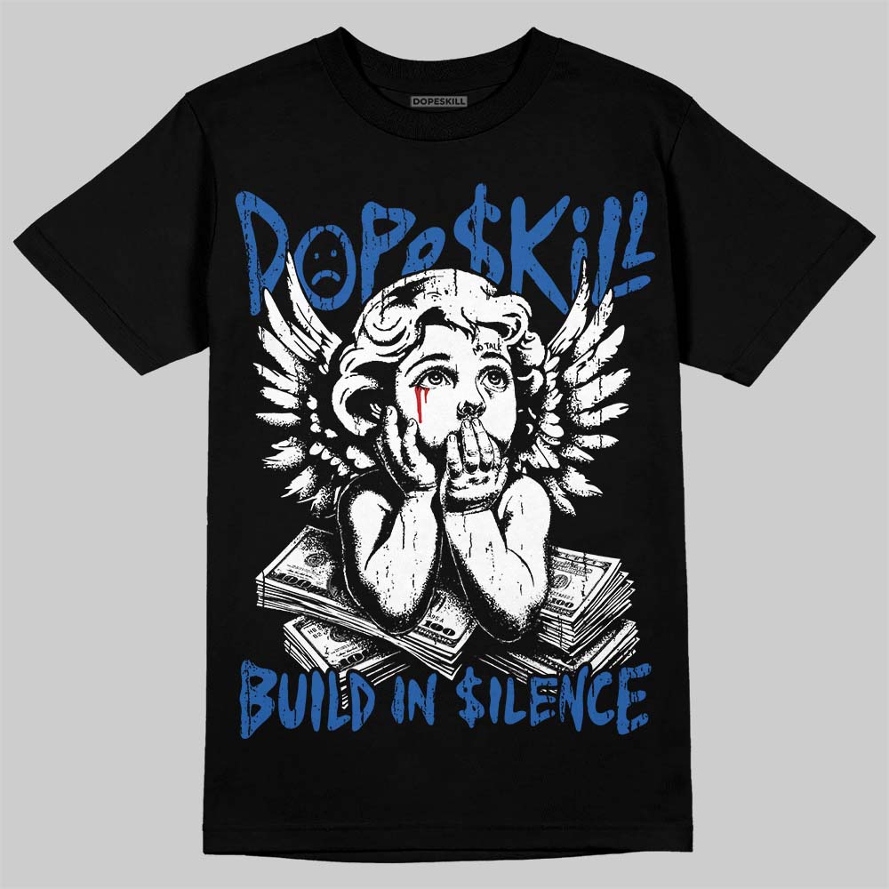 Jordan 3 True Blue DopeSkill T-Shirt Build in Silence Graphic Streetwear - Black