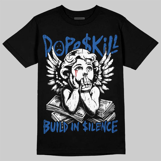 Jordan 3 True Blue DopeSkill T-Shirt Build in Silence Graphic Streetwear - Black