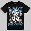 Jordan 14 Black and University Blue DopeSkill T-Shirt Build in Silence Graphic Streetwear - Black