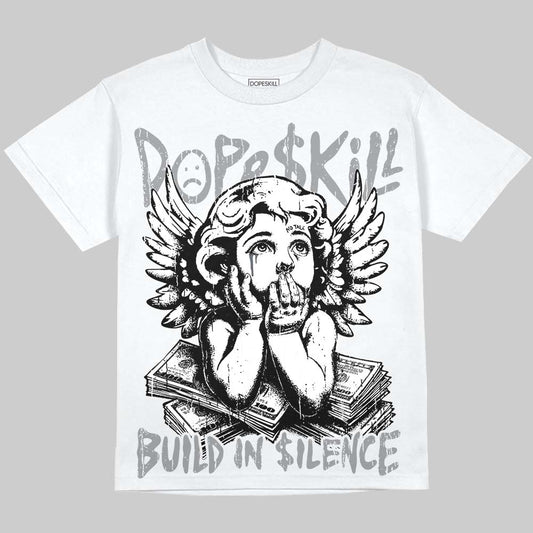 Jordan 5 Wolf Grey DopeSkill Oversize Print T-Shirt Build in Silence Graphic Streetwear - White