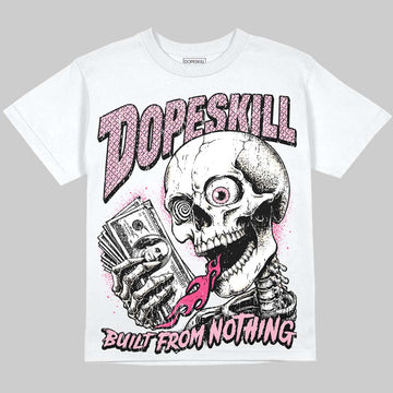 Jordan 4 Iced Carmine DopeSkill Oversize Print T-Shirt Built From Nothing Graphic Streetwear - White