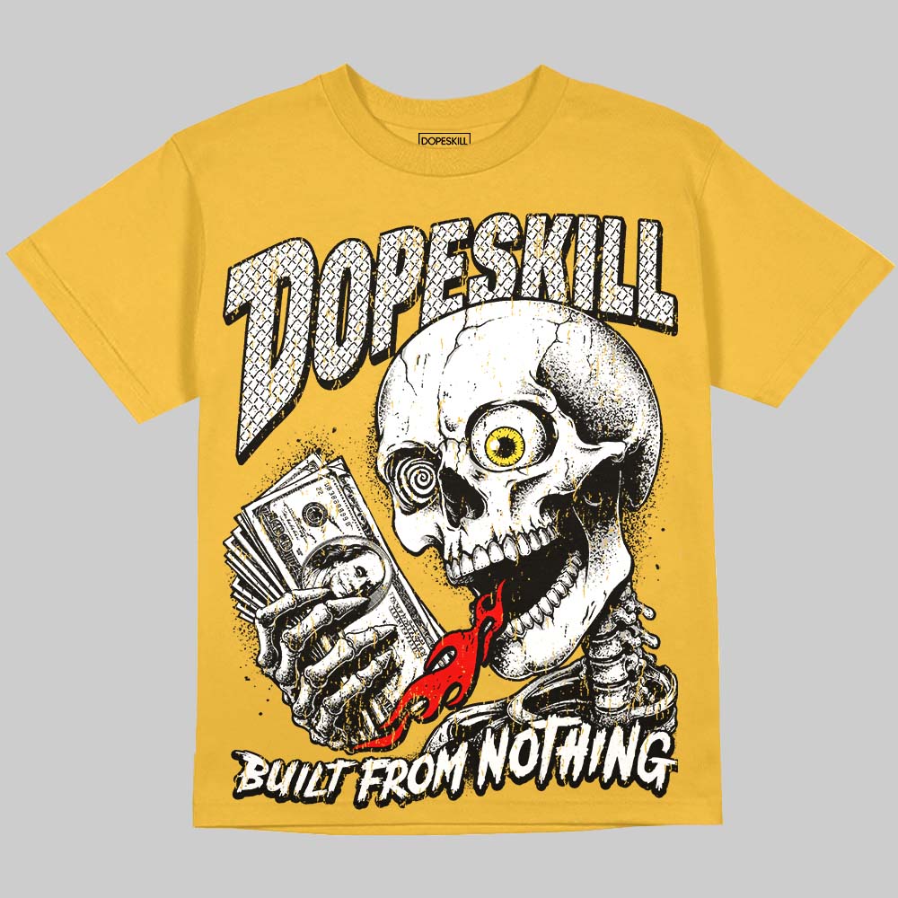 Jordan 4 Thunder DopeSkill Oversize Print T-Shirt Built From Nothing Graphic Streetwear - Mustard