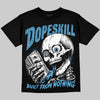 Jordan 14 Black and University Blue DopeSkill Oversize Print T-Shirt Built From Nothing Graphic Streetwear - Black