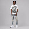 White Metallic 5s DopeSkill Oversize Print T-Shirt Built From Nothing Graphic