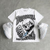 White Metallic 5s DopeSkill Oversize Print T-Shirt Built From Nothing Graphic