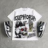 Dunk Panda White Black DopeSkill Oversize Print T-Shirt Euphoria Graphic