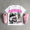 Triple Pink Dunk DopeSkill Oversize Print T-Shirt Euphoria Graphic