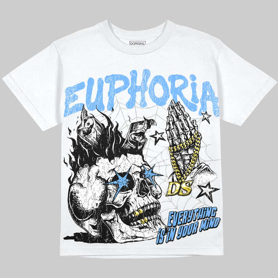 Jordan 5 Black University Blue DopeSkill Oversize Print T-Shirt Euphoria Graphic Streetwear - White