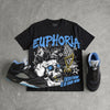 Black University Blue 5s DopeSkill Oversize Print T-Shirt Euphoria Graphic