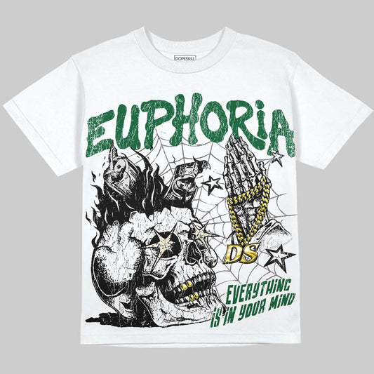 Jordan 14 Forest Green DopeSkill Oversize Print T-Shirt Euphoria Graphic Streetwear - White 