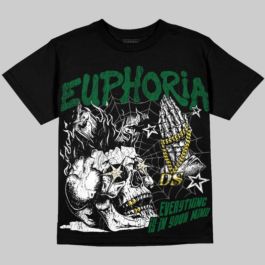 Jordan 14 Forest Green DopeSkill Oversize Print T-Shirt Euphoria Graphic Streetwear - Black