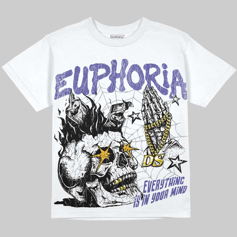 Jordan 4 Lakers DopeSkill Oversize Print T-Shirt Euphoria Graphic Streetwear - White
