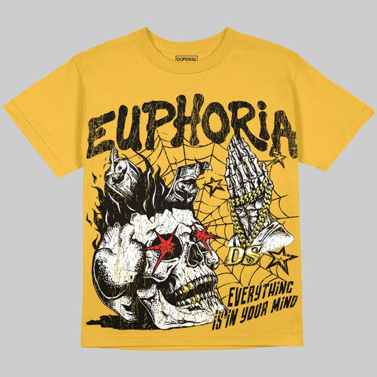 Jordan 4 Thunder DopeSkill Oversize Print T-Shirt Euphoria Graphic Streetwear - Mustard