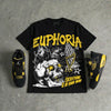 Black Tour Yellow AJ 4 Thunder DopeSkill Oversize Print T-Shirt Euphoria Graphic