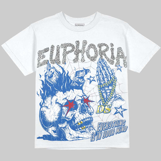 Jordan 3 True Blue DopeSkill Oversize Print T-Shirt Euphoria Graphic Streetwear - White