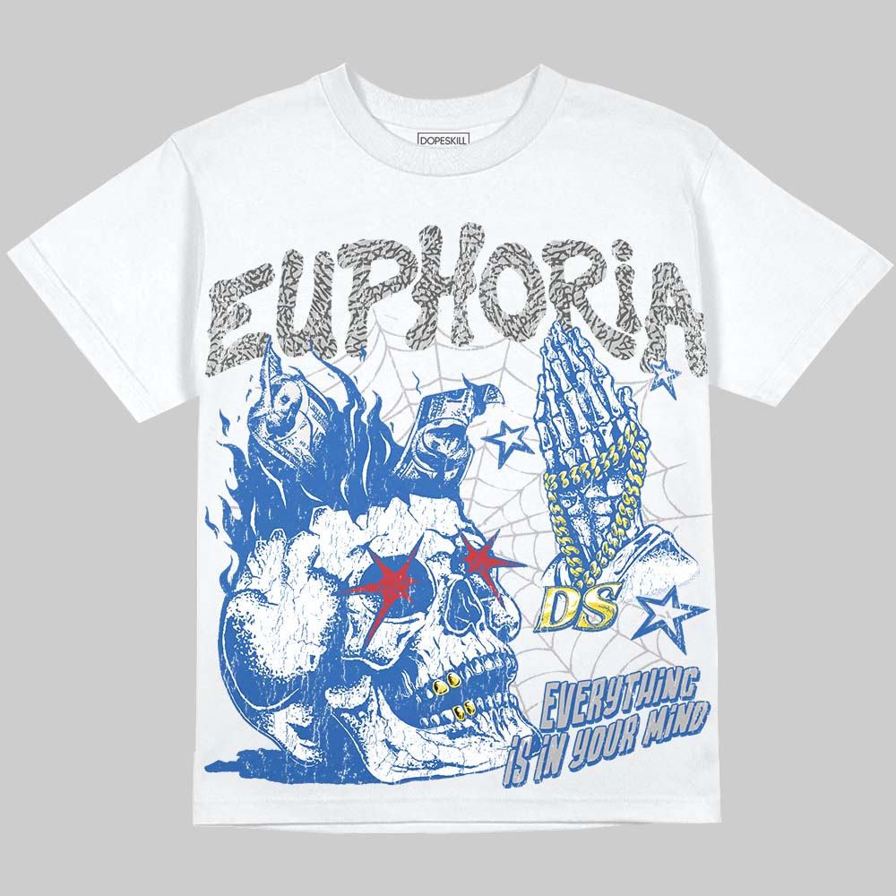 Jordan 3 True Blue DopeSkill Oversize Print T-Shirt Euphoria Graphic Streetwear - White