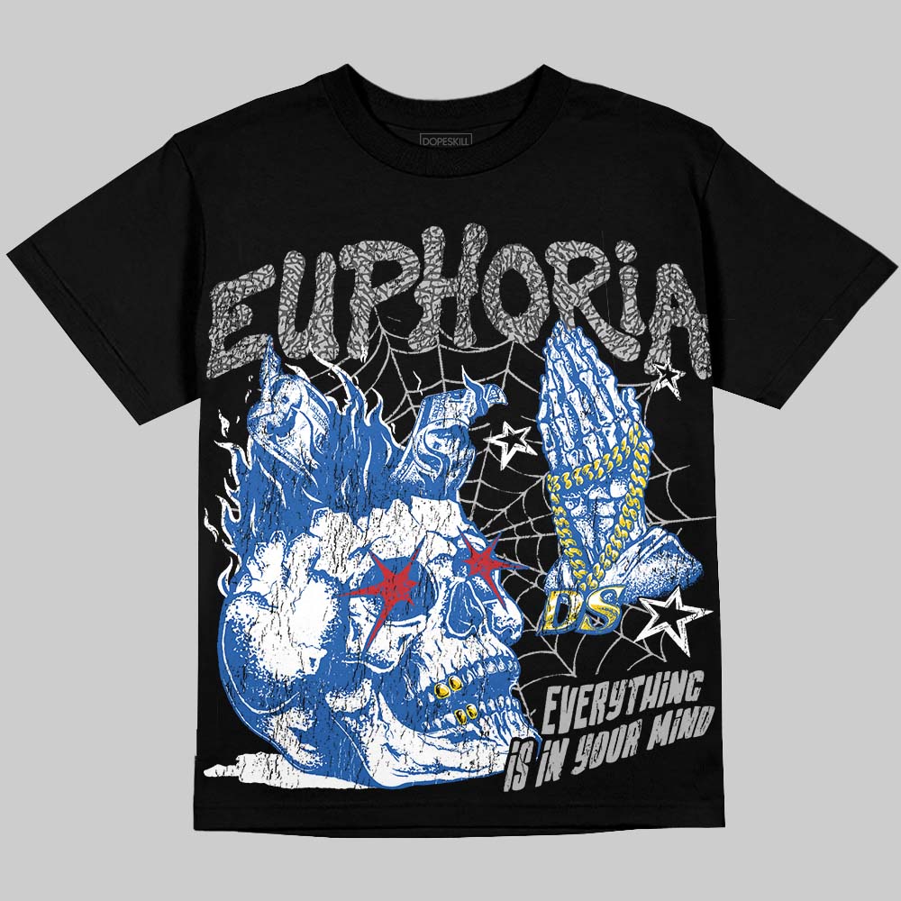 Jordan 3 True Blue DopeSkill Oversize Print T-Shirt Euphoria Graphic Streetwear - Black