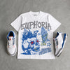 True Blue 3s DopeSkill Oversize Print T-Shirt Euphoria Graphic