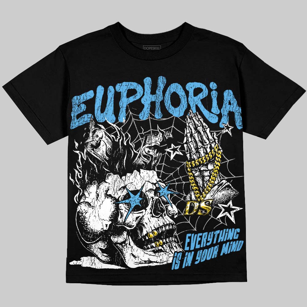 Jordan 14 Black and University Blue DopeSkill Oversize Print T-Shirt Euphoria Graphic Streetwear - Black