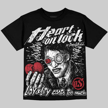 Dunk Panda White Black DopeSkill Oversize Print T-Shirt Heart On Lock Graphic Streetwear - Black