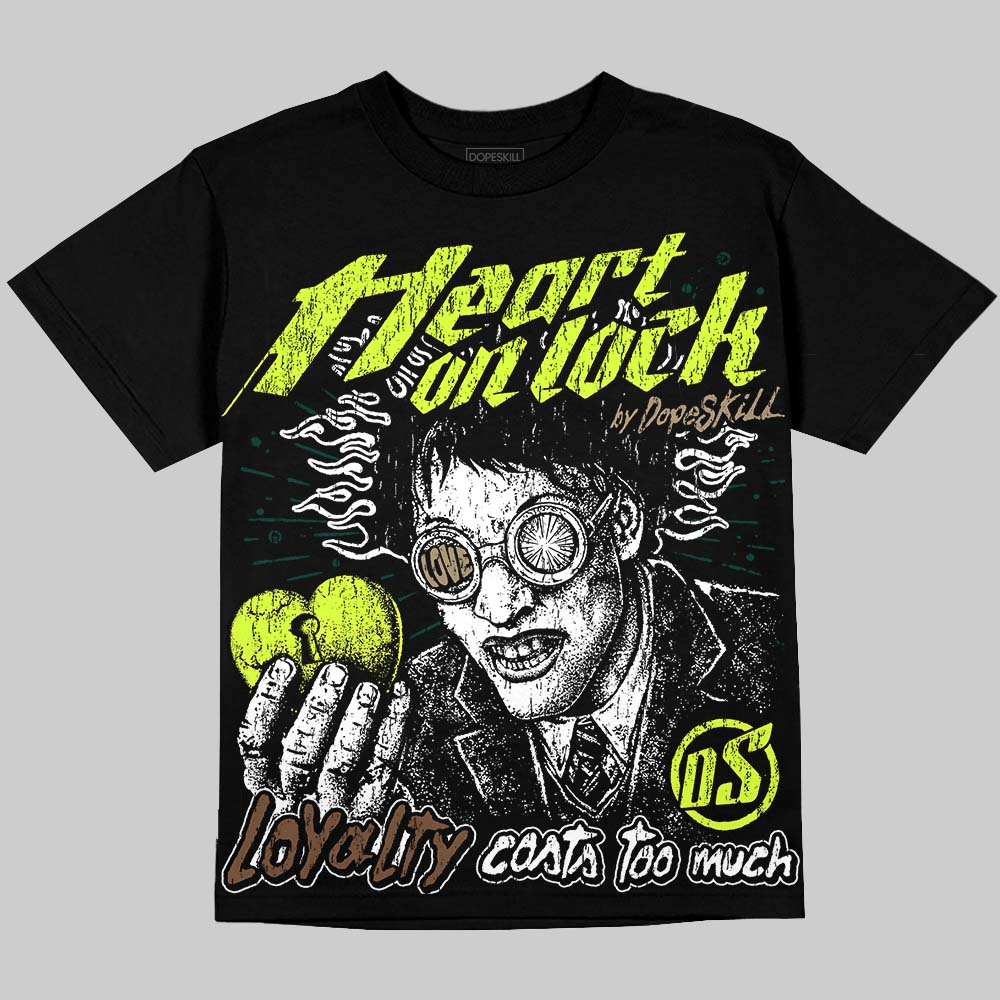 Foamposite Pro Green Camo DopeSkill Oversize Print T-Shirt Heart On Lock Graphic Streetwear - Black