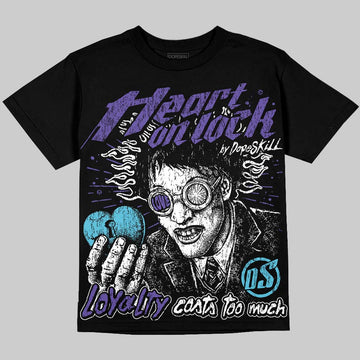 Jordan 8 Aqua DopeSkill Oversize Print T-Shirt Heart On Lock Graphic Streetwear - Black