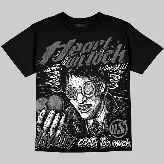 Jordan 4 Black Cat DopeSkill Oversize Print T-Shirt Heart On Lock Graphic Streetwear - Black