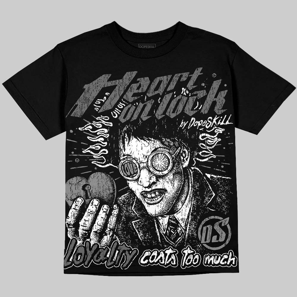 Jordan 4 Black Cat DopeSkill Oversize Print T-Shirt Heart On Lock Graphic Streetwear - Black