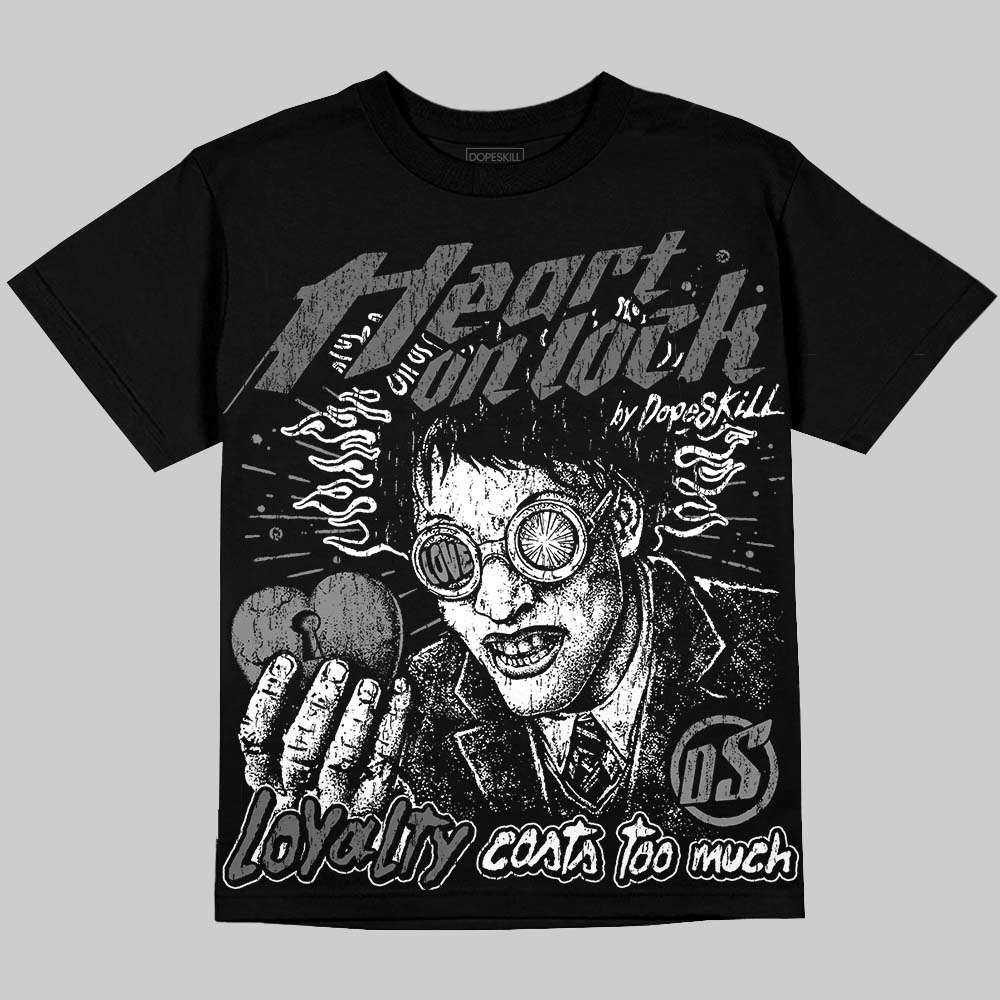 Jordan 4 Black Cat DopeSkill Oversize Print T-Shirt Heart On Lock Graphic Streetwear - Black