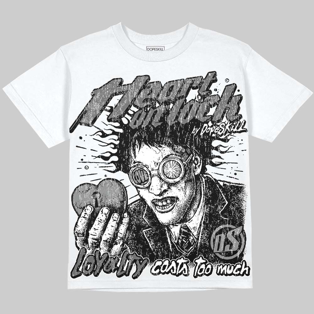 Jordan 4 Black Cat DopeSkill Oversize Print T-Shirt Heart On Lock Graphic Streetwear - White 