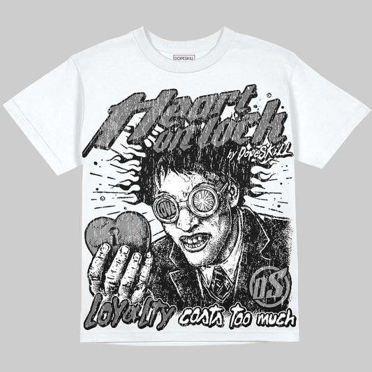 Jordan 4 Black Cat DopeSkill Oversize Print T-Shirt Heart On Lock Graphic Streetwear - White 