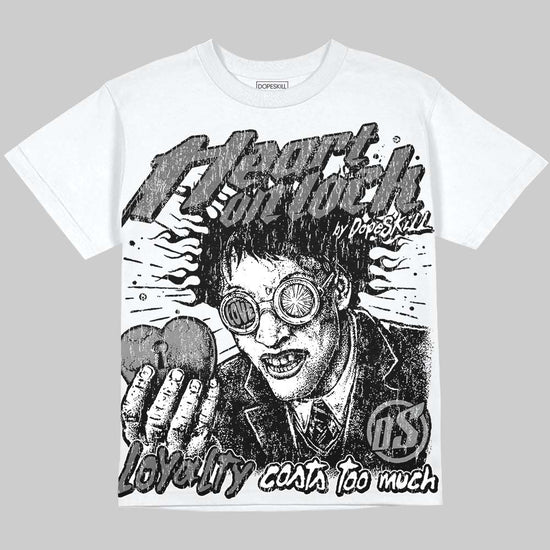 Jordan 4 Black Cat DopeSkill Oversize Print T-Shirt Heart On Lock Graphic Streetwear - White 