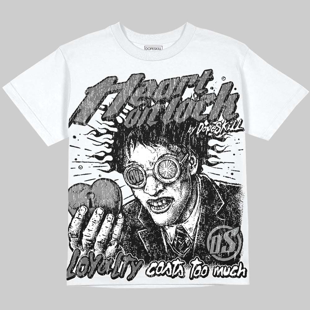 Jordan 4 Black Cat DopeSkill Oversize Print T-Shirt Heart On Lock Graphic Streetwear - White 