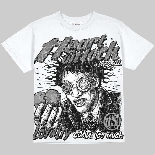 Jordan 4 Black Cat DopeSkill Oversize Print T-Shirt Heart On Lock Graphic Streetwear - White 