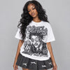 Black Cat 4s DopeSkill Oversize Print T-Shirt Heart On Lock Graphic