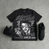 Black Cat 4s DopeSkill Oversize Print T-Shirt Heart On Lock Graphic