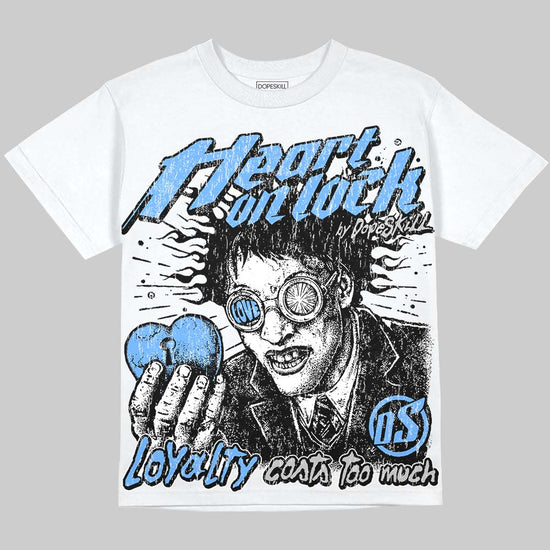 Jordan 5 Black University Blue DopeSkill Oversize Print T-Shirt Heart On Lock Graphic Streetwear - White