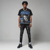 Black University Blue 5s DopeSkill Oversize Print T-Shirt Heart On Lock Graphic