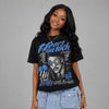 Black University Blue 5s DopeSkill Oversize Print T-Shirt Heart On Lock Graphic