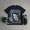 Black University Blue 5s DopeSkill Oversize Print T-Shirt Heart On Lock Graphic