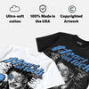 Black University Blue 5s DopeSkill Oversize Print T-Shirt Heart On Lock Graphic