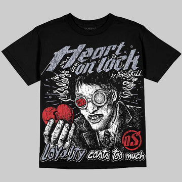 Jordan 4 Bred DopeSkill Oversize Print T-Shirt Heart On Lock Graphic Streetwear - Black
